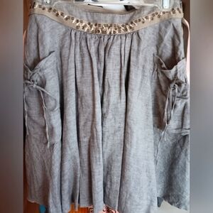 VTG linen Marlboro Classics grey sequin skirt with cute pockets